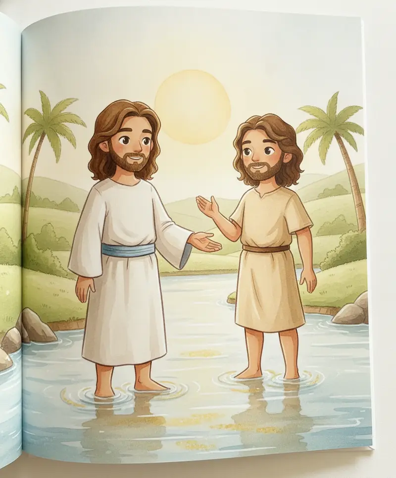 Jesus sorri e conversa com João, que concorda com o coração tranquilo.