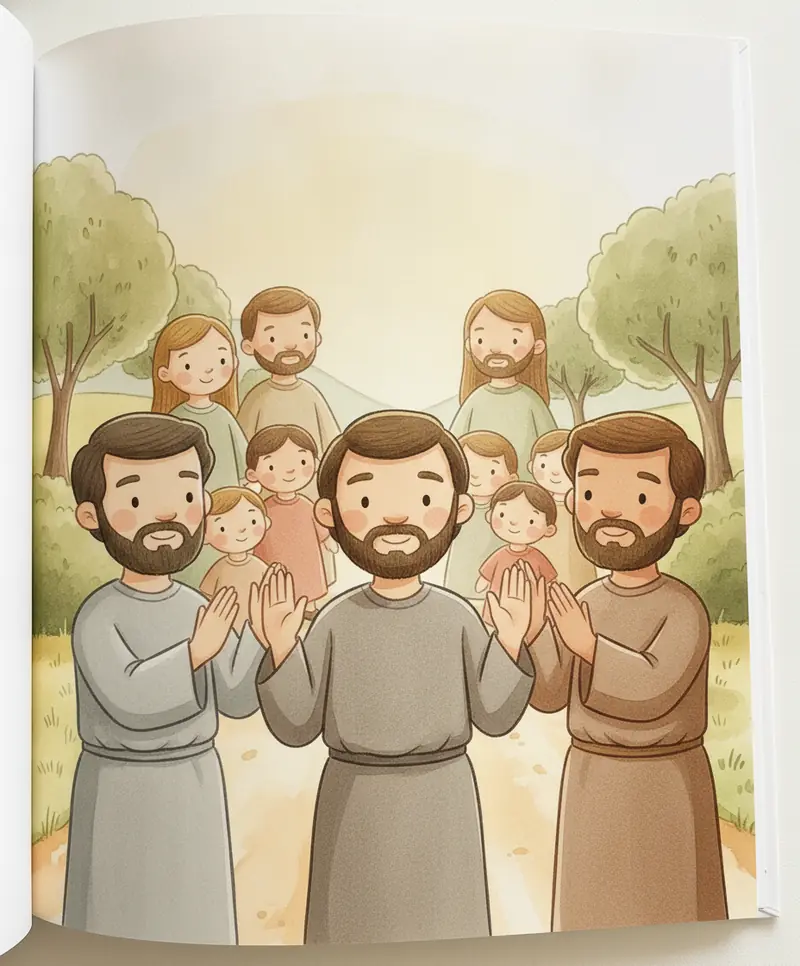 Os discípulos pedem com gentileza para as famílias esperarem antes de chegar até Jesus.